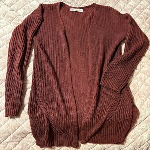 Pink Republic Maroon Open-Front Cardigan